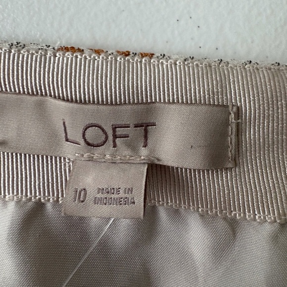 Loft A-Line Skirt Mosaic Gold Jacquard Brocade Metallic Size 10 Artsy Side Zip - Picture 2 of 10